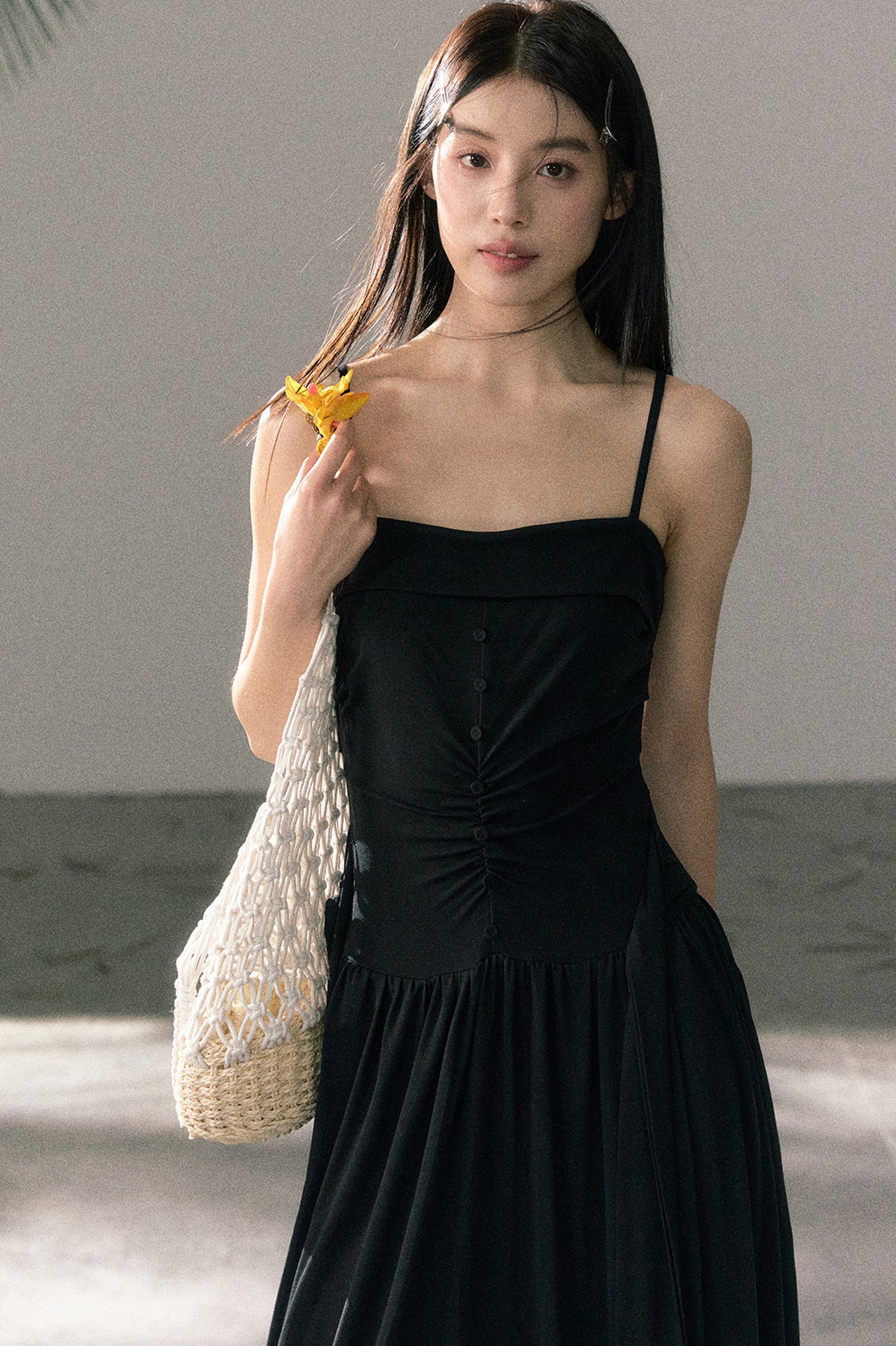 Plissiertes Trägerkleid aus Lyocell
