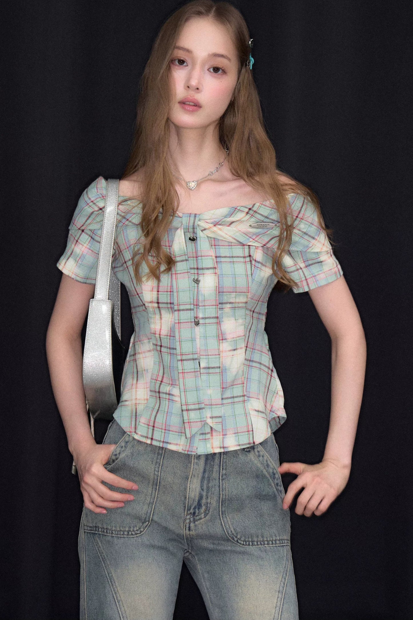 Mist Green Off-Shoulder Blouse