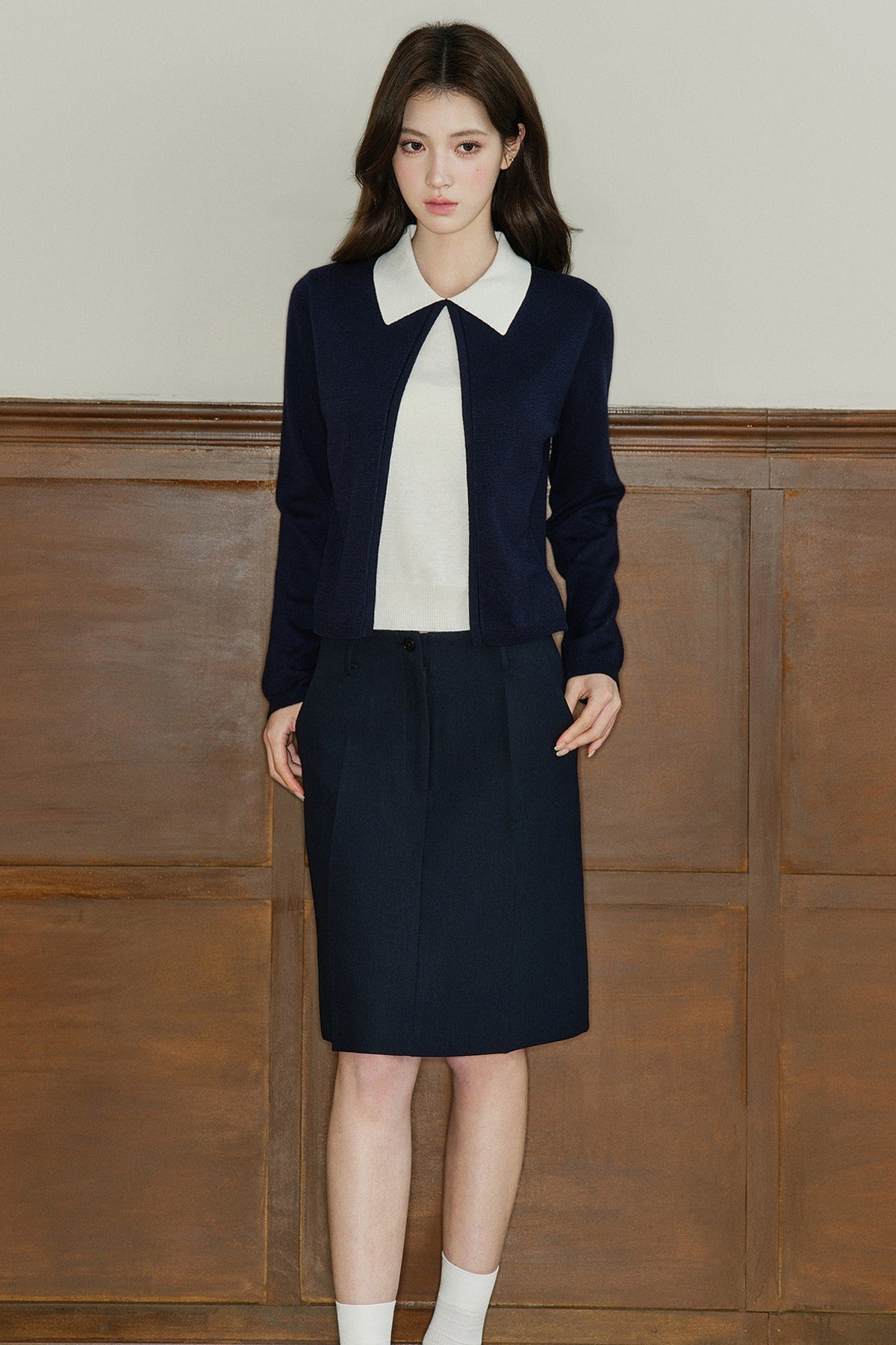 High-Waisted Pleated A-Line Skirt