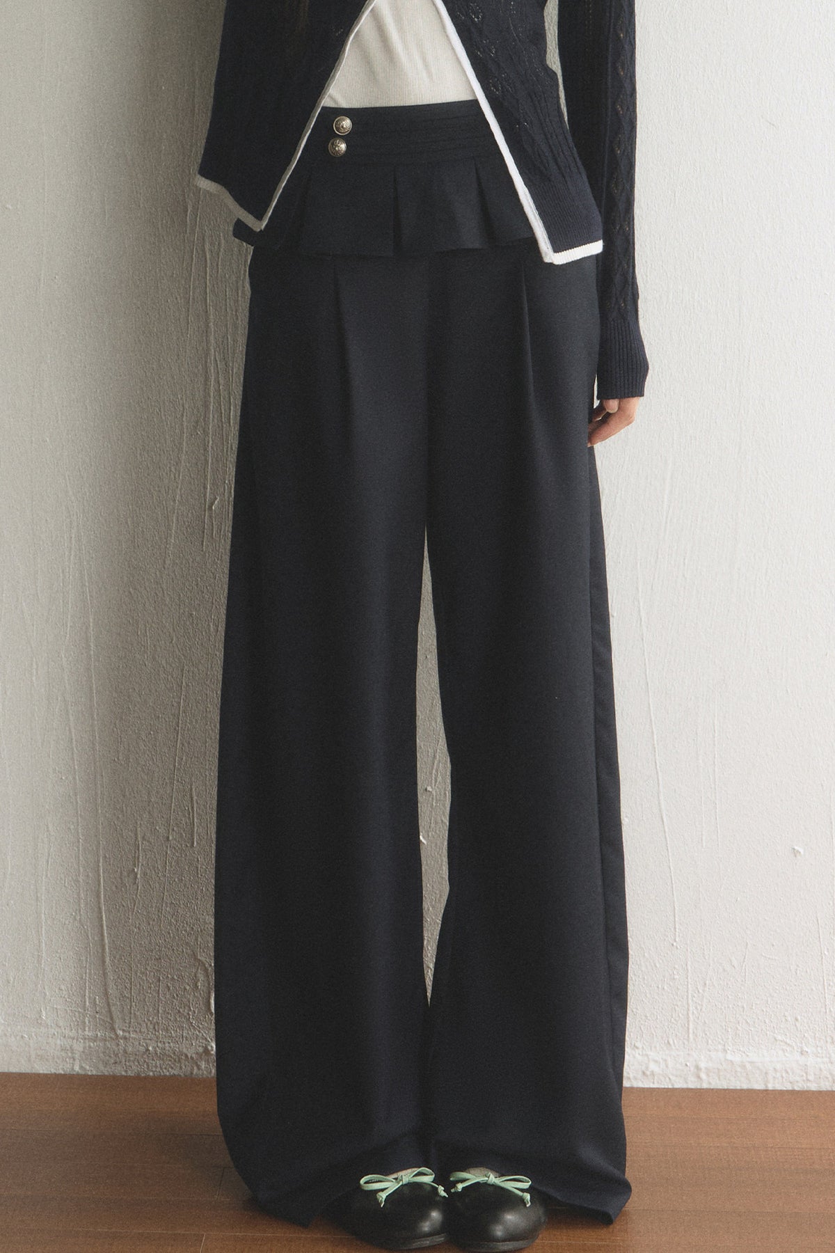 High-Waisted Pleated Straight-Leg Pants