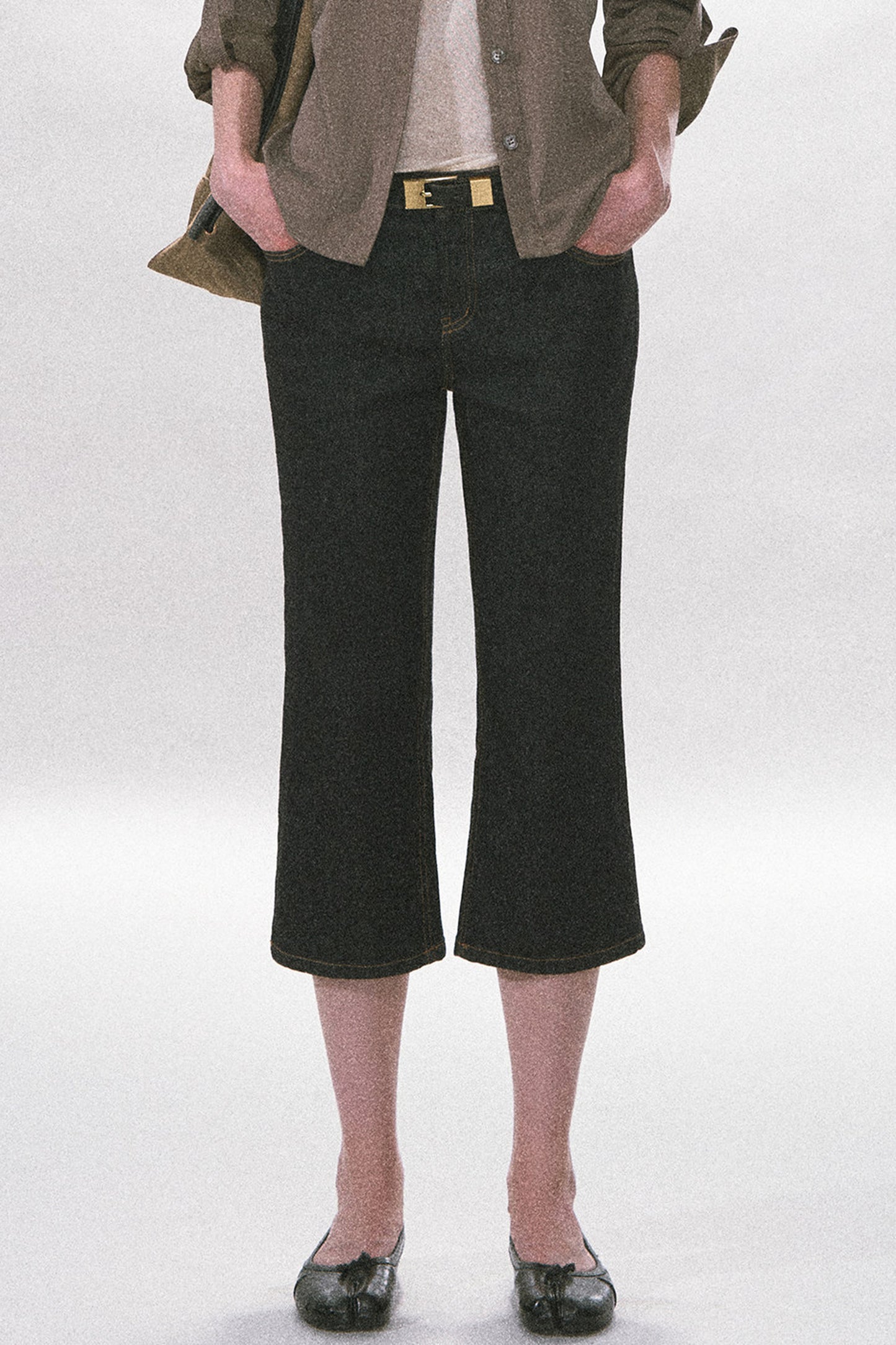 High-Waist Straight-Leg Washed Jeans