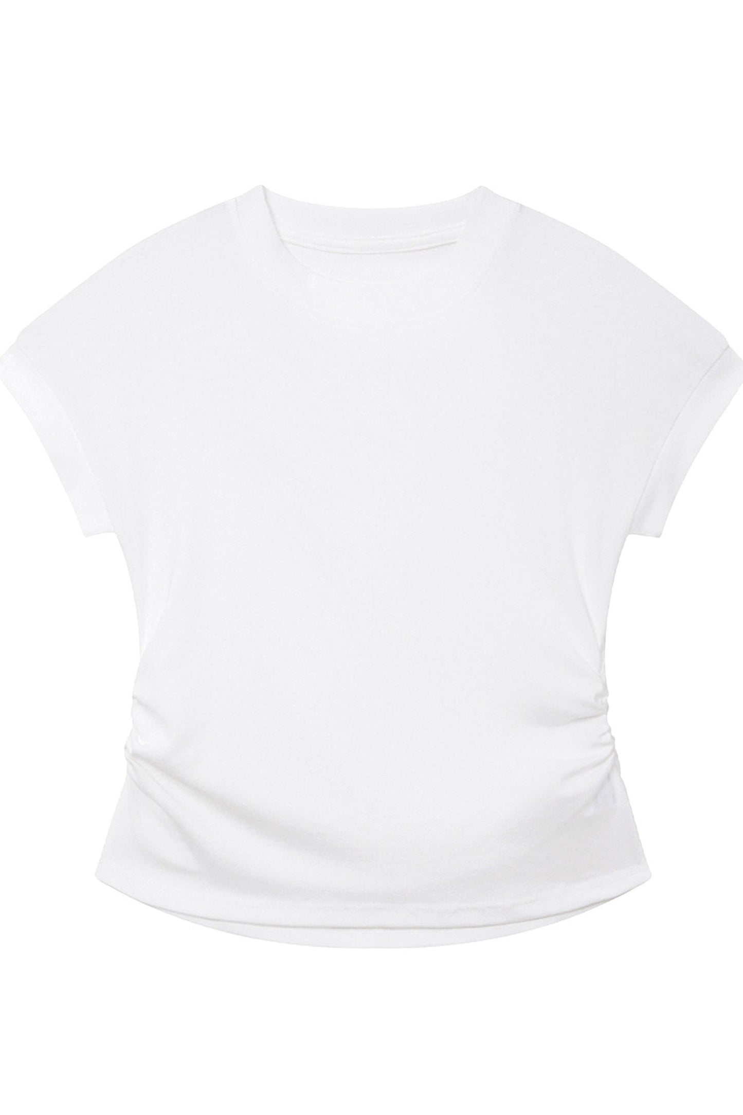 Black Stretchy Lyocell Round Neck T-Shirt