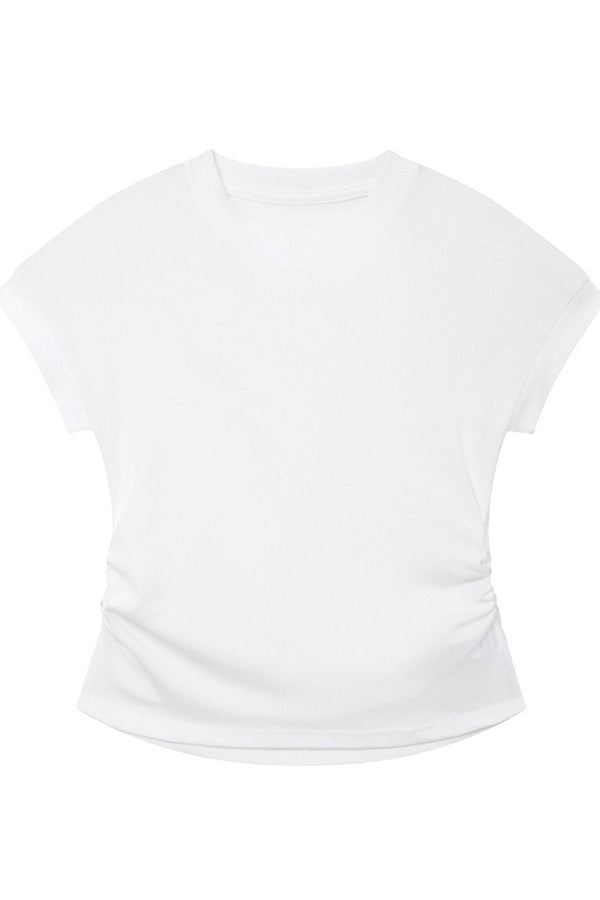Black Stretchy Lyocell Round Neck T-Shirt