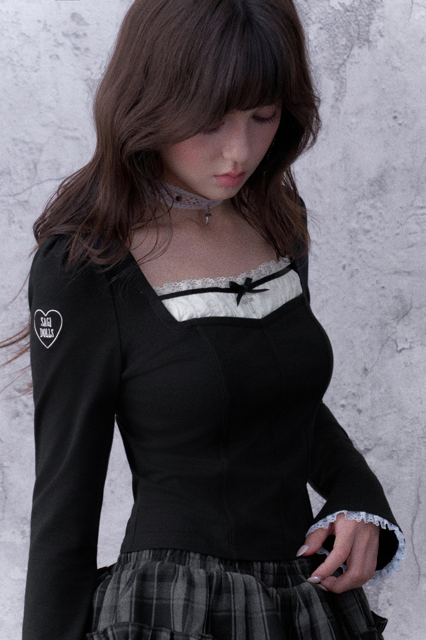 Black Faux Fishbone Slim-Fit T-Shirt