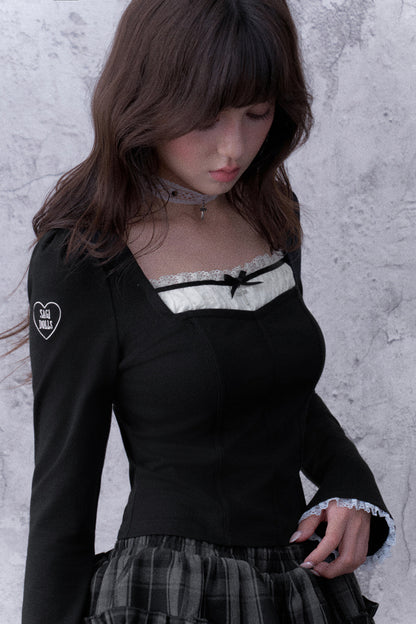 Black Faux Fishbone Slim-Fit T-Shirt