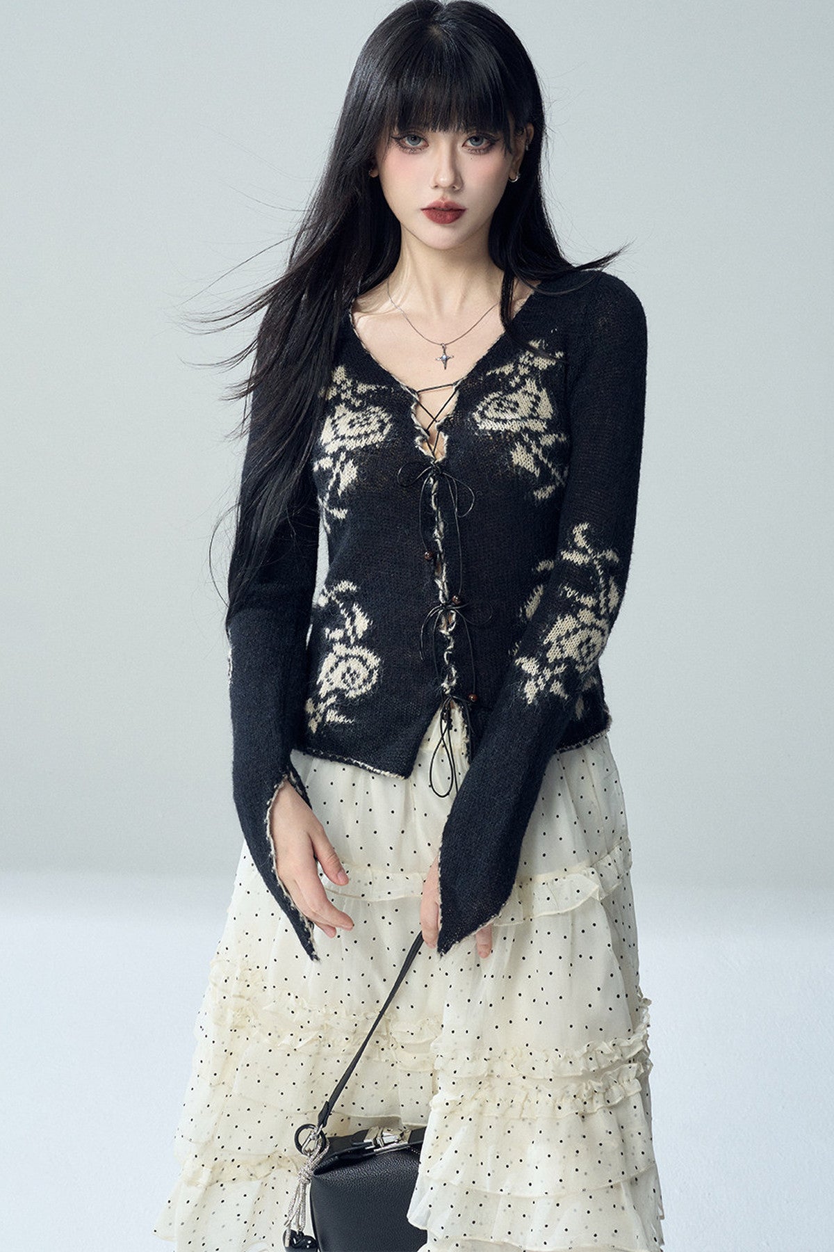 Rose Jacquard Knit Sweater