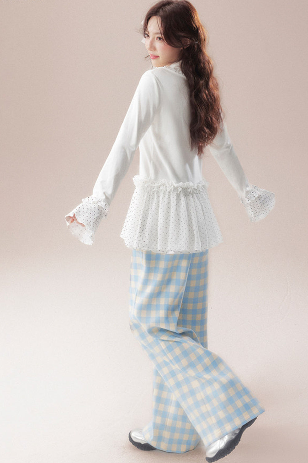 Polka Dot Ruffle Base Layer Top
