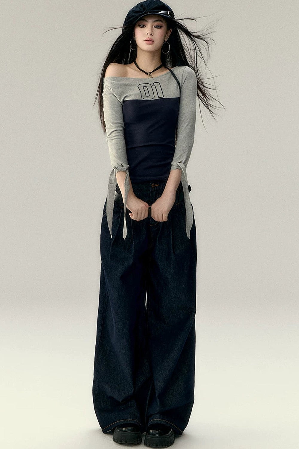 Vintage Wide-Leg Denim Pants