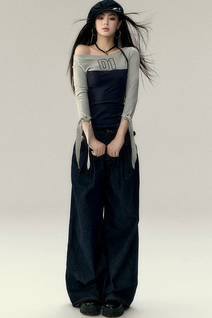 Vintage Wide-Leg Denim Pants