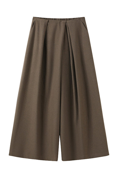 Double-Breasted Cape Coat and Wide-Leg Pants Set-Up