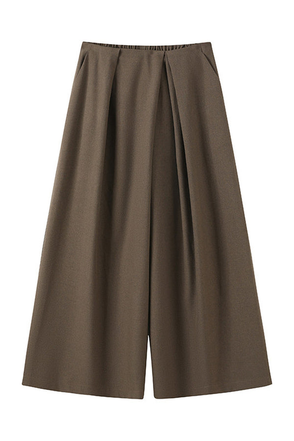 Double-Breasted Cape Coat and Wide-Leg Pants Set-Up