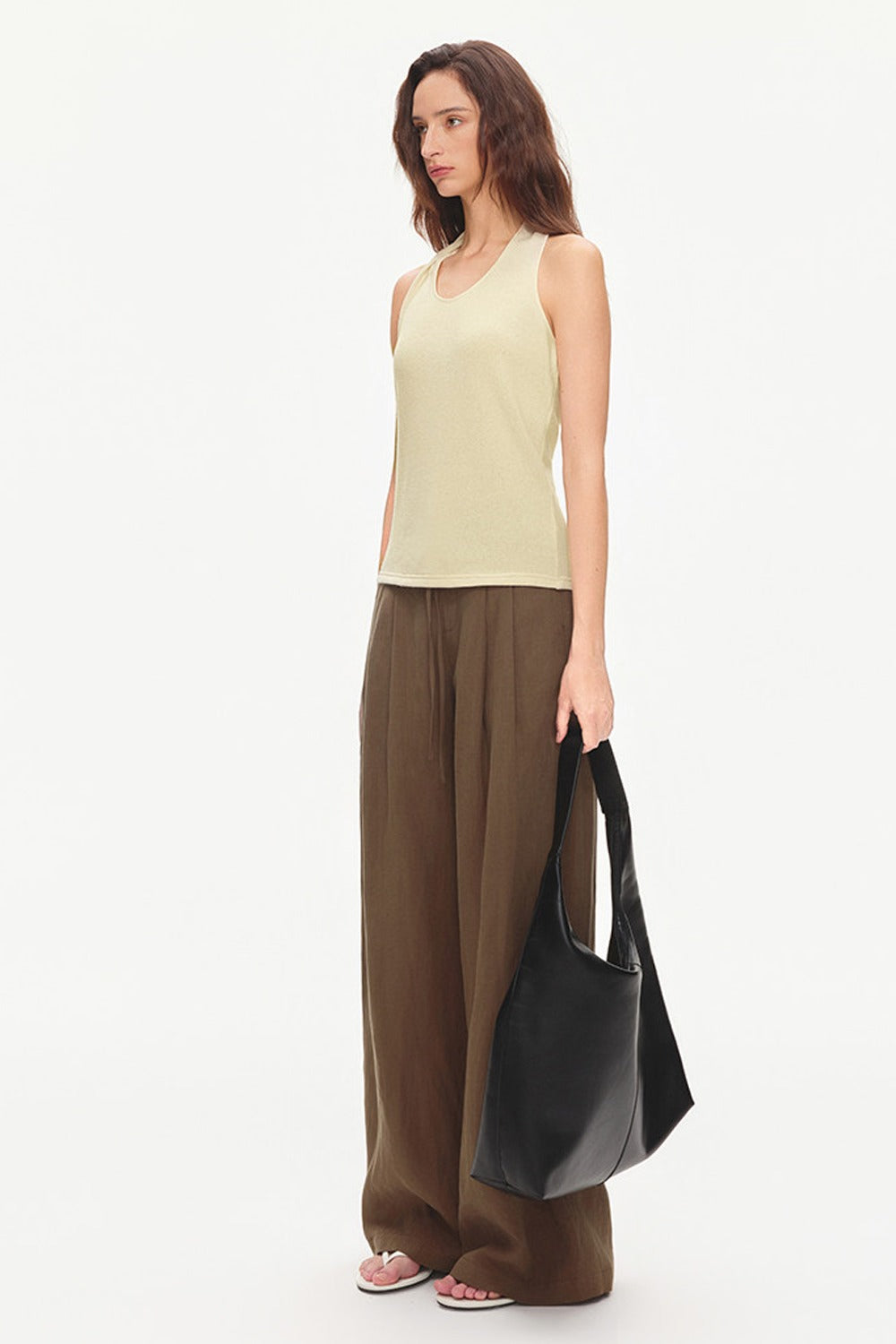 Lyocell Linen Blend Wide-Leg Pants