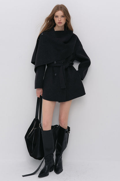 Half Shawl Wool Coat