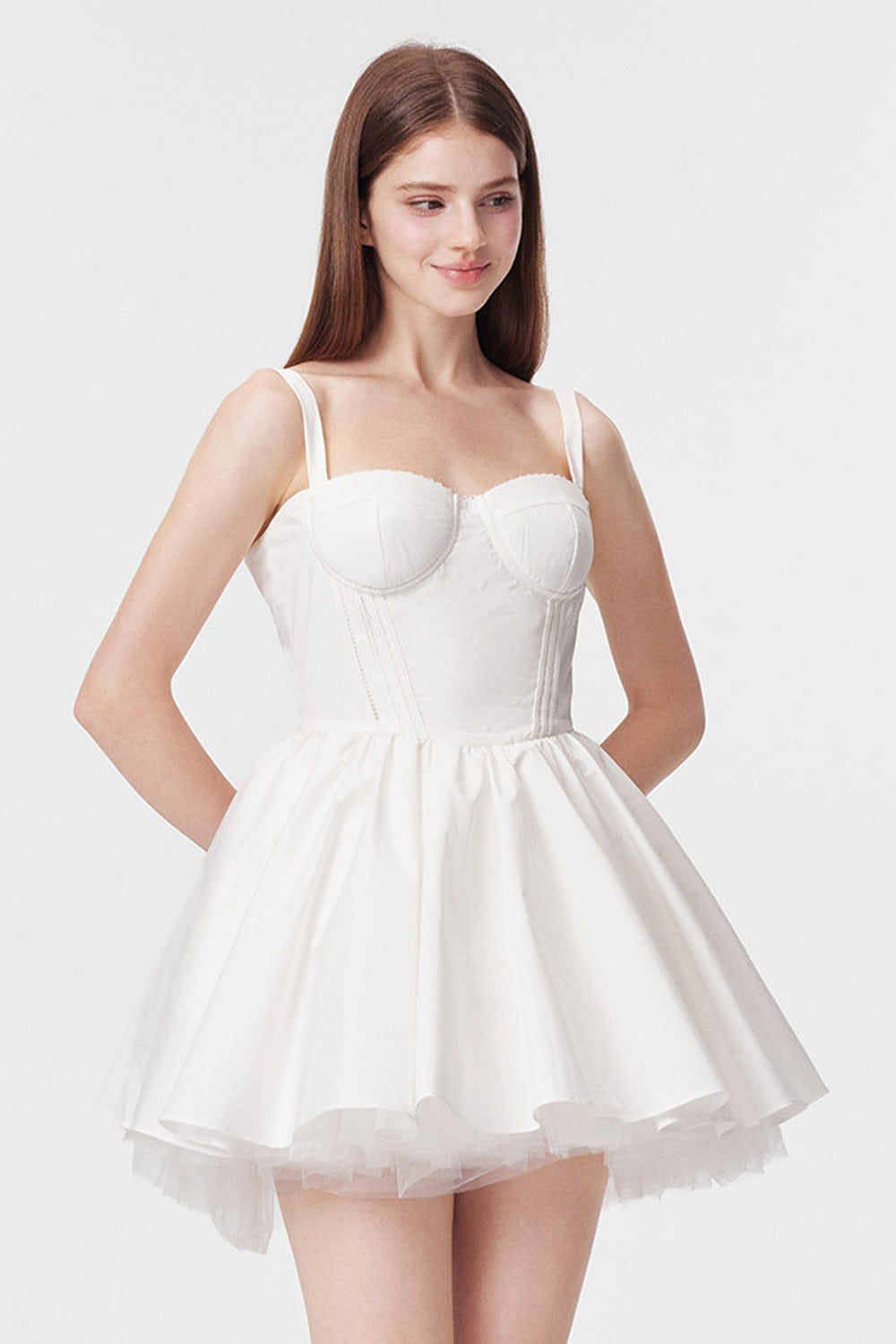 Vertical Cut Stand-Up Collar Slip Dress
