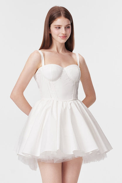 Vertical Cut Stand-Up Collar Slip Dress