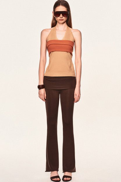 Linen Blend Halter Knit Top and Foldable Tube Top Set