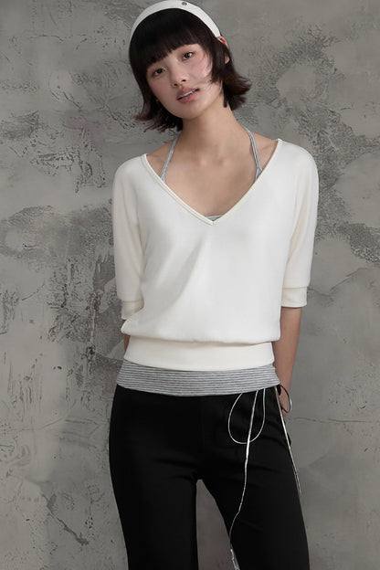 Striped Halterneck Camisole and Pants Set-Up