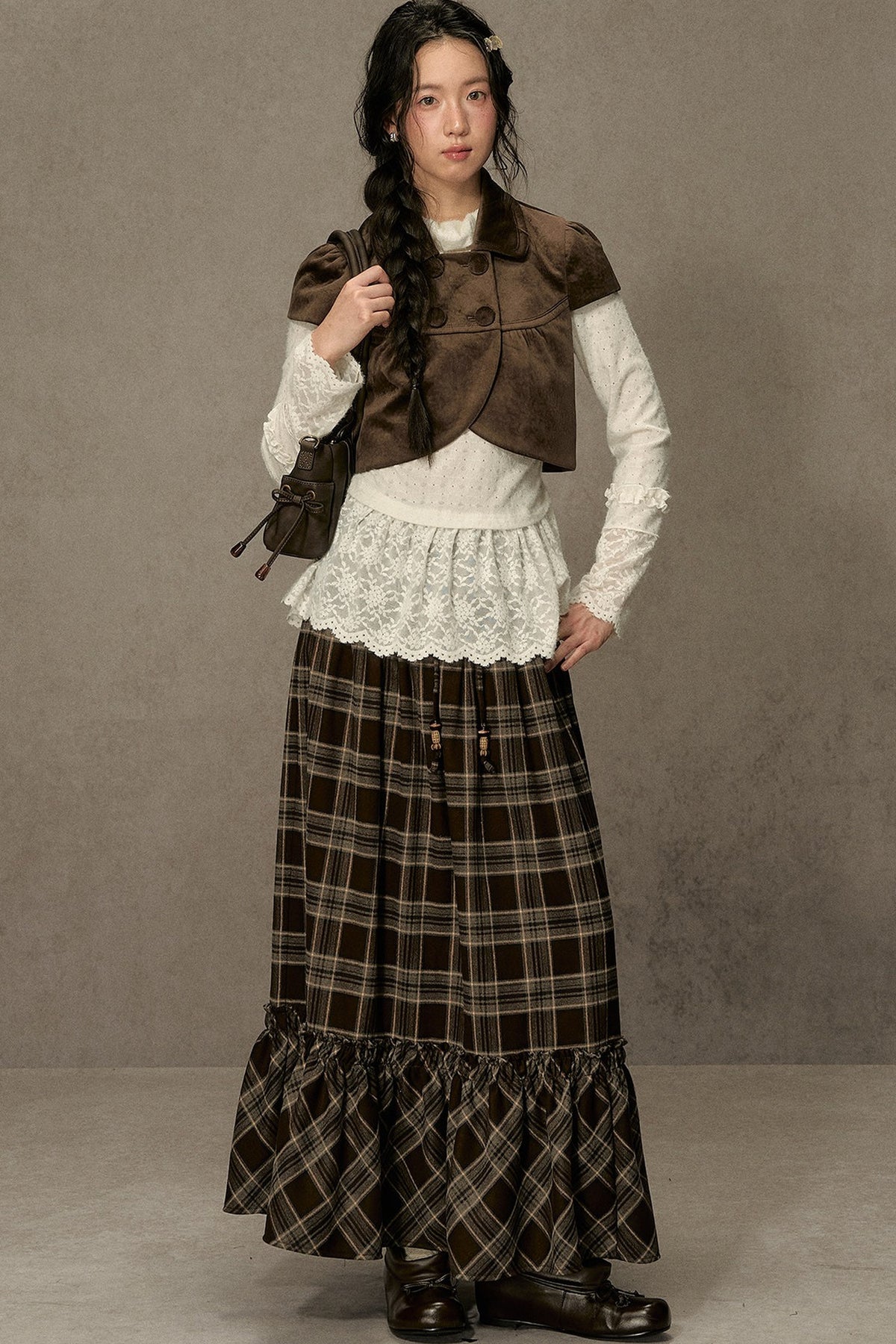 Gilet vintage croisé à revers