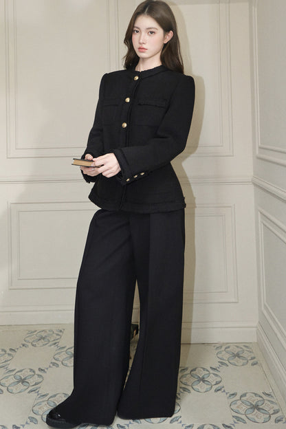 Pleated Wide-Leg Tencel Wool Pants