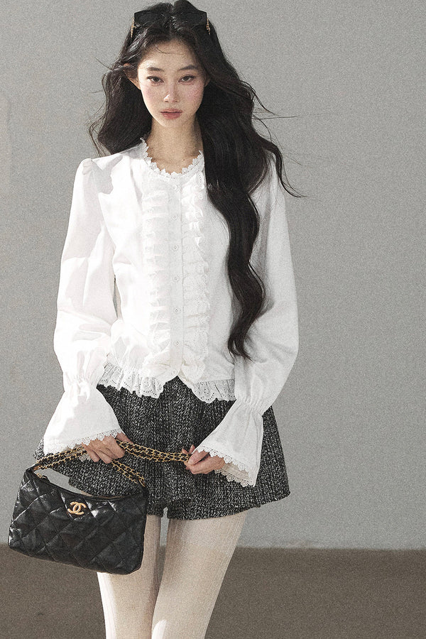 Black White Tweed Jacket With Skirt and Top Set-Up