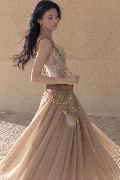 French Lace V-Neck Waist-Cinching Camisole