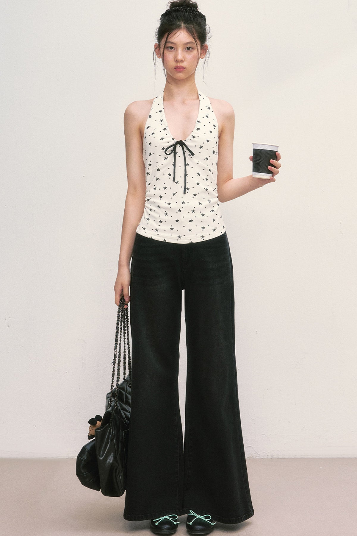 Top halter con estampado de estrellas