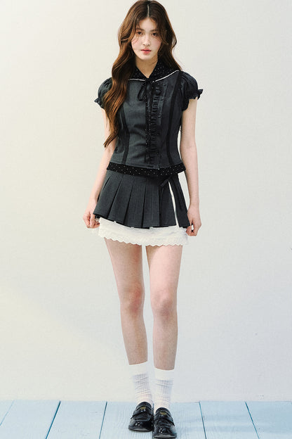 Striped Patchwork Blouse Set-Up