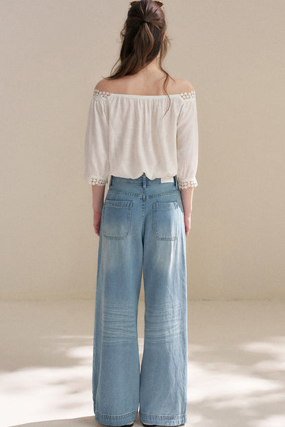 Irregular French Lace Off-Shoulder Set-Up