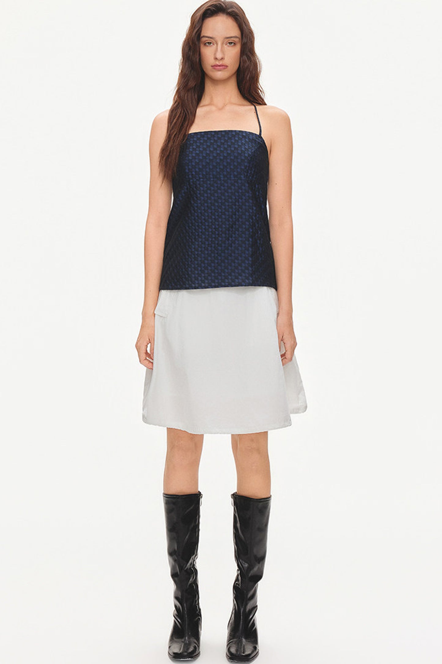 Cotton Drawstring Flower-Bud Skirt