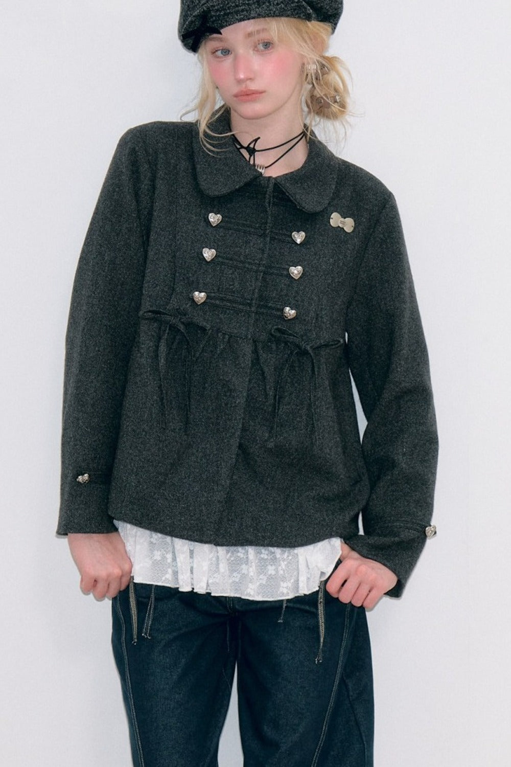 Doll Collar Bow Wool Coat