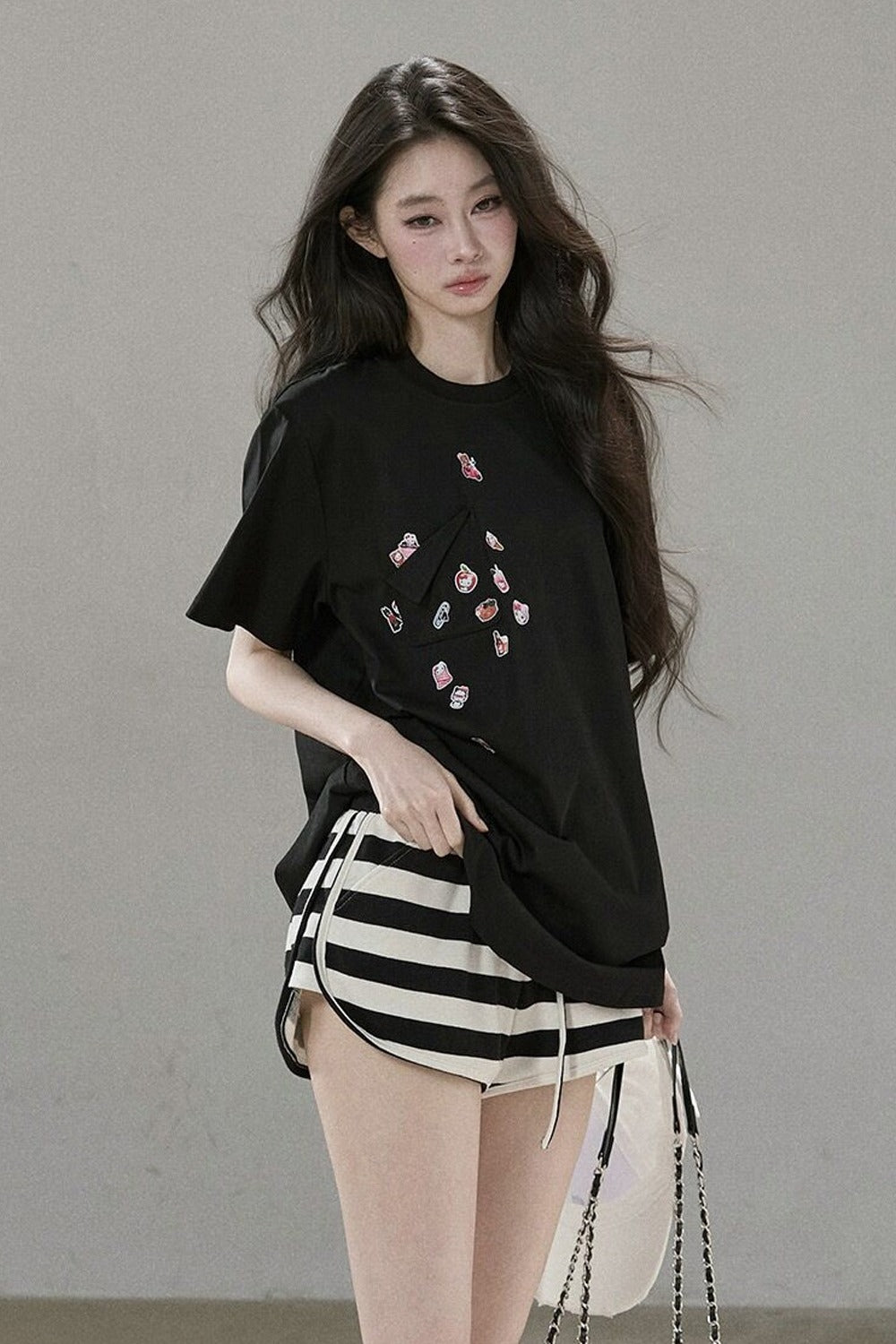 Pleated Floral Wide-Leg Shorts