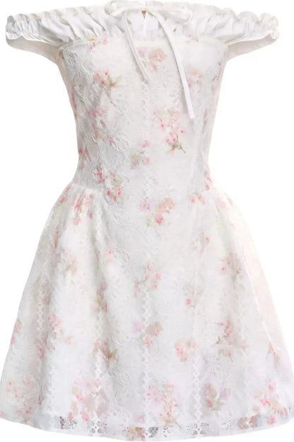 Abito a Spalla Unica con Patchwork Floreale