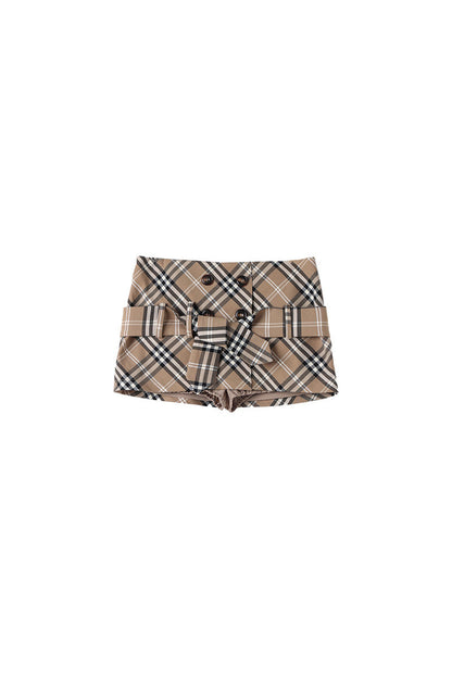 Retro Plaid Low-Waist A-Line Skirt
