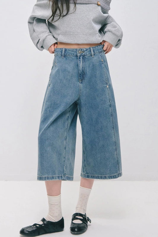 Deconstructed Wide-Leg 7/8 Pants