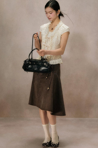 Irregular Denim A-Line Skirt