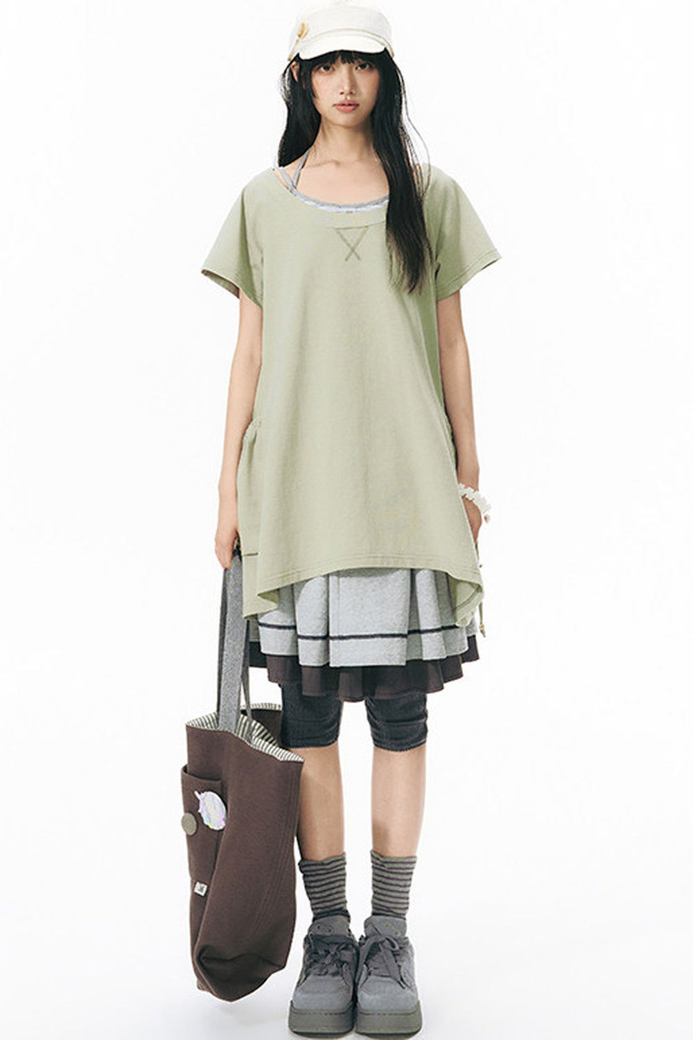Reversible Color-Blocked Knit Skirt