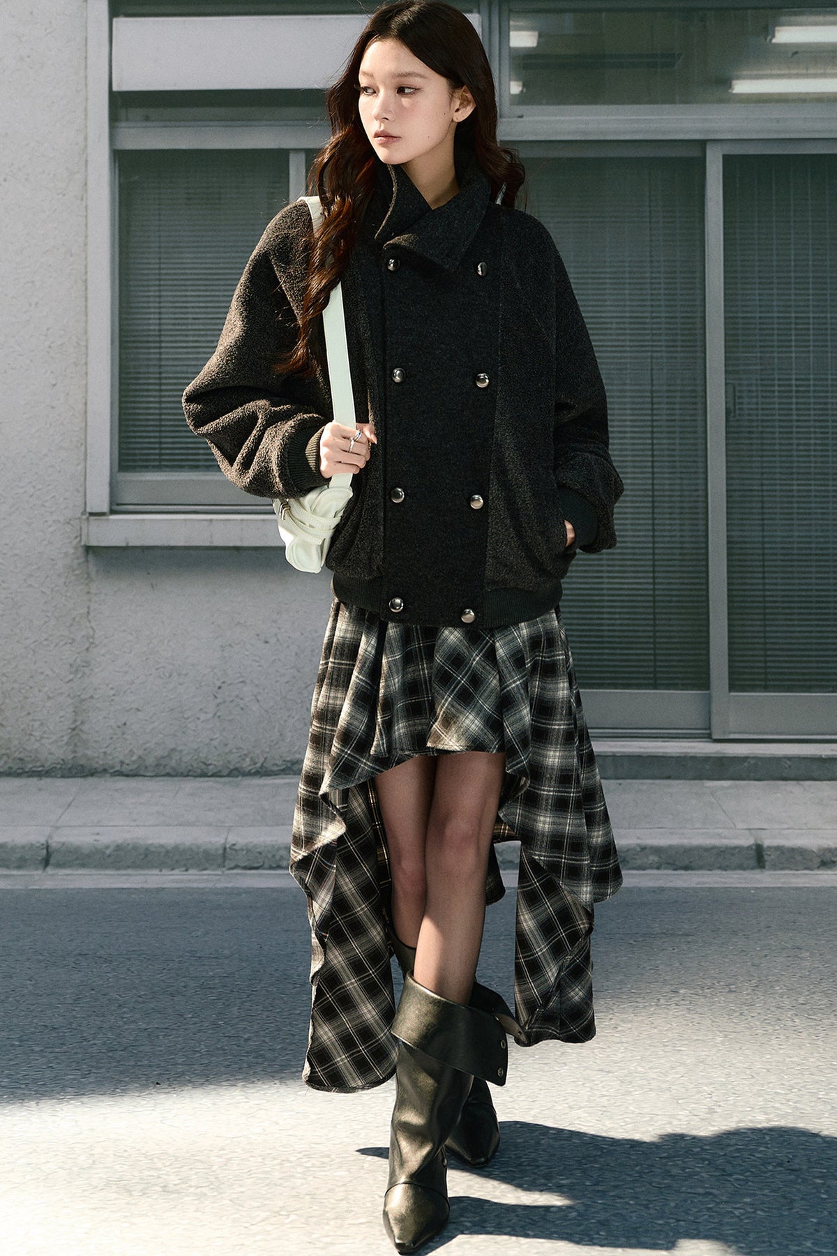 Loose Double-Breasted Woolen Jacket