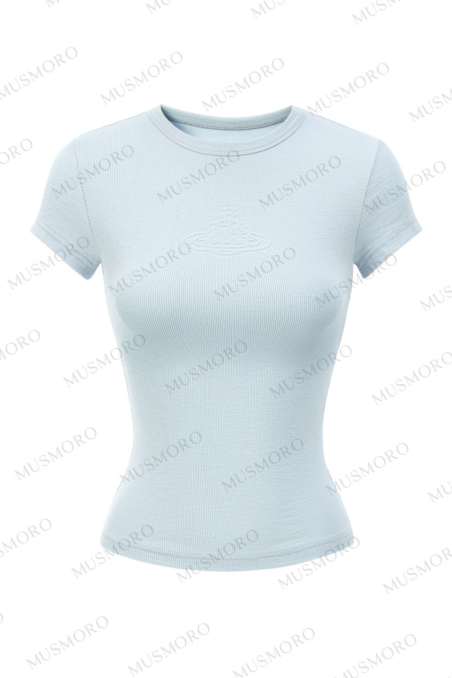 Embossed Cat Irregular Hem Bamboo Cotton T-Shirt