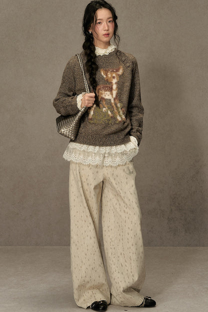 Fawn Spotted Lace Trim Pants