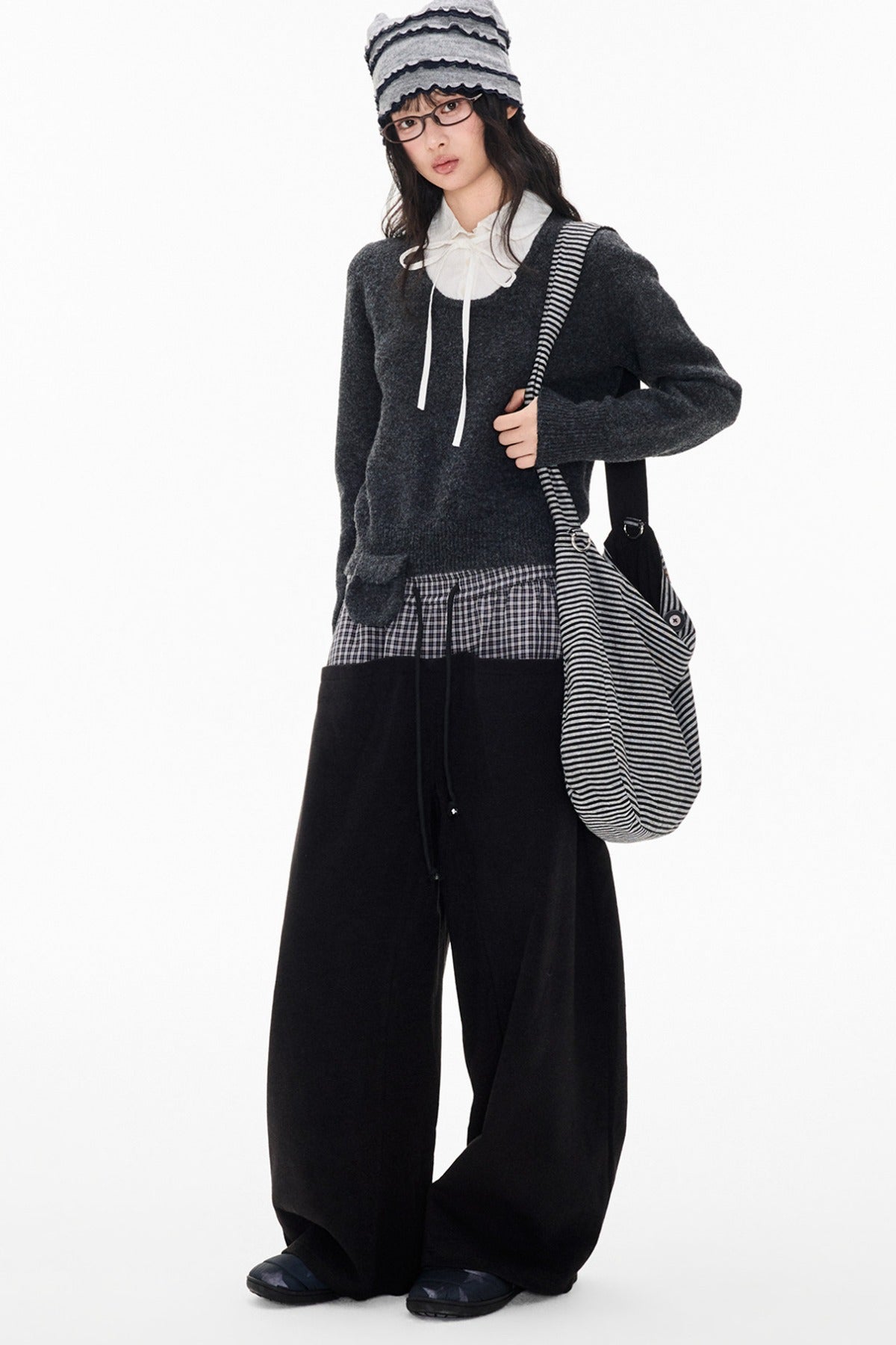 Patchwork Doll Collar Pullover Sweater