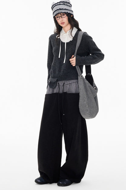 Patchwork Doll Collar Pullover Sweater