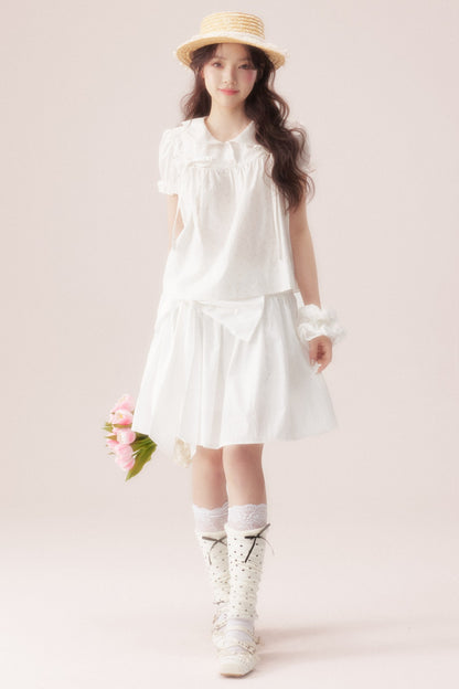 Floral Shirt and Bow Skirt Set-Up