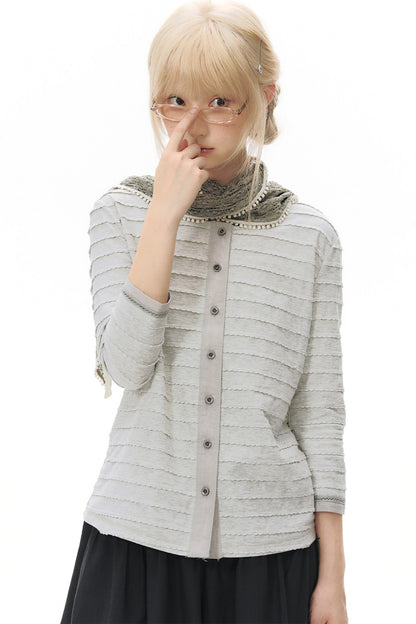 Haut cardigan tricoté à manches longues