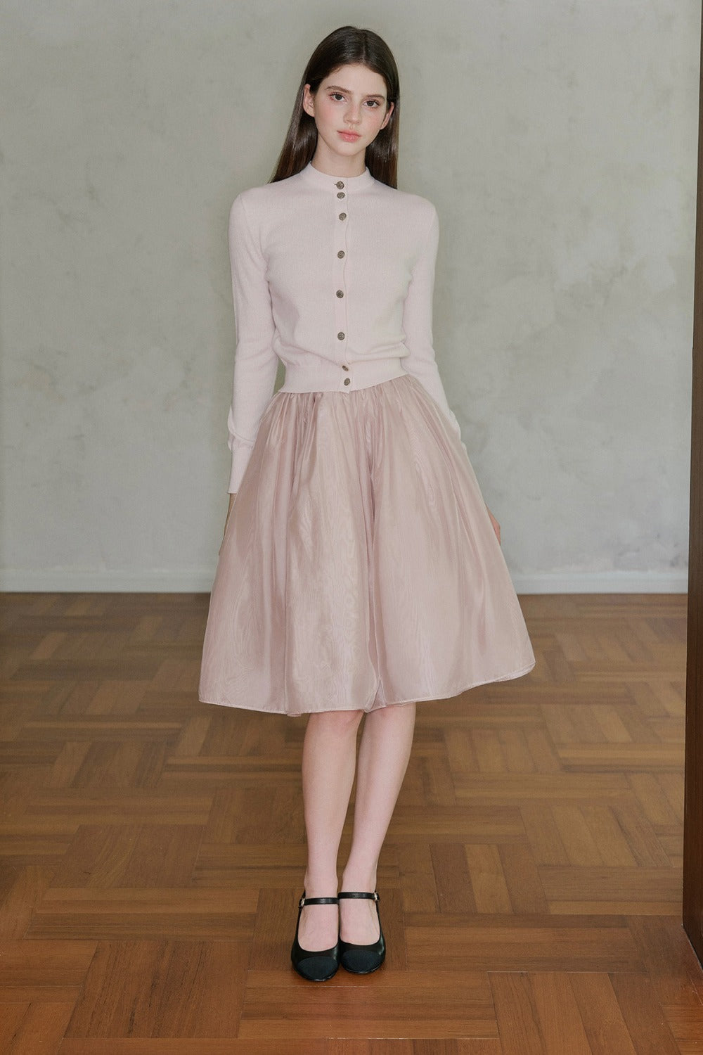 Pearlescent Mesh A-Line Skirt