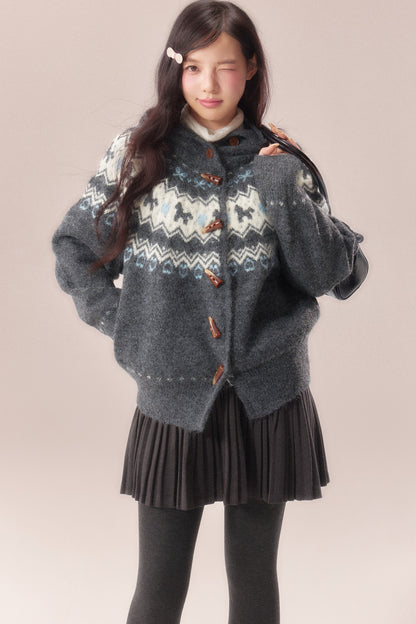 Fair Isle Toggle Knit Cardigan