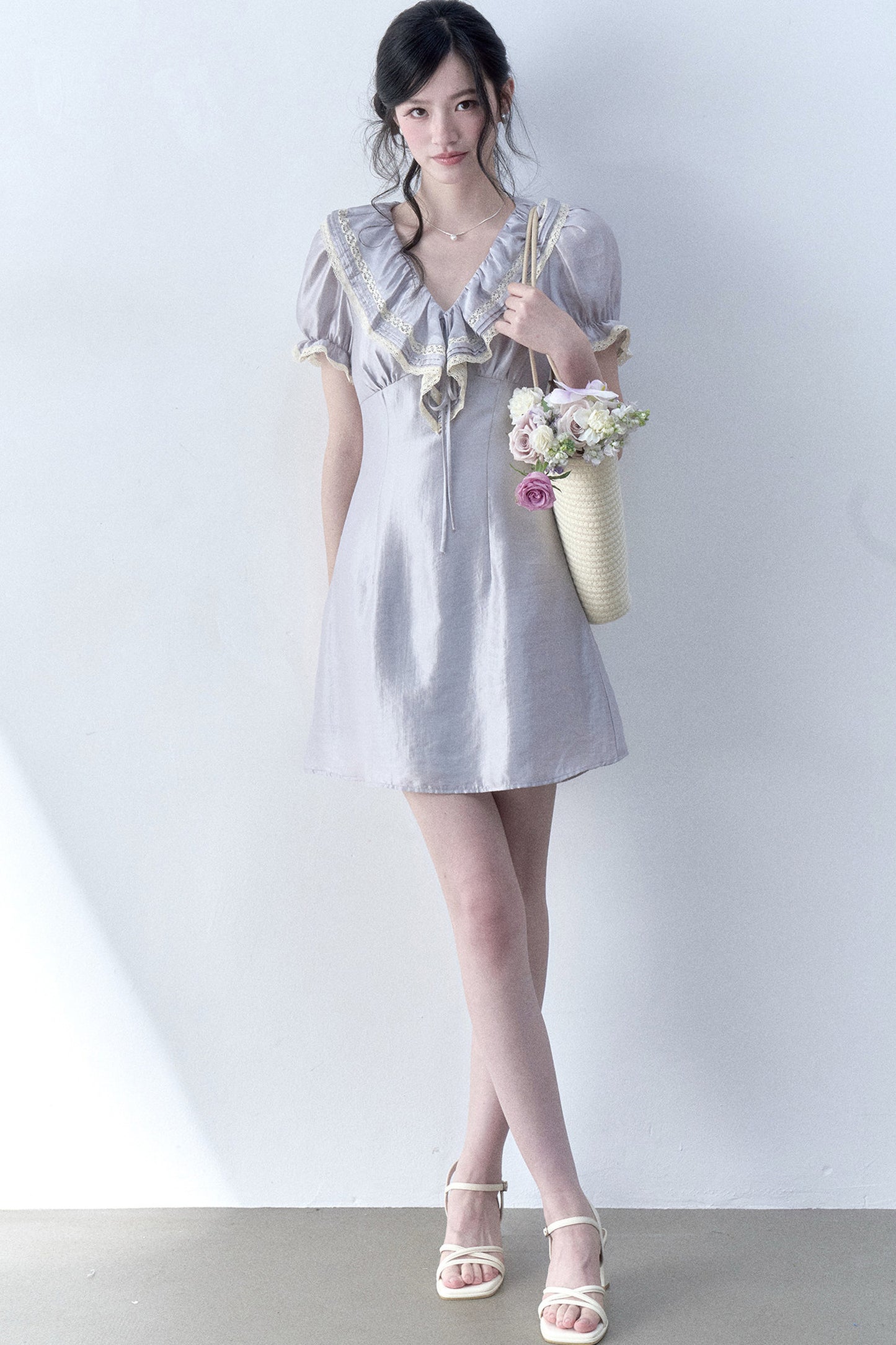 Moonlight Ruffled Puff Sleeve Dress