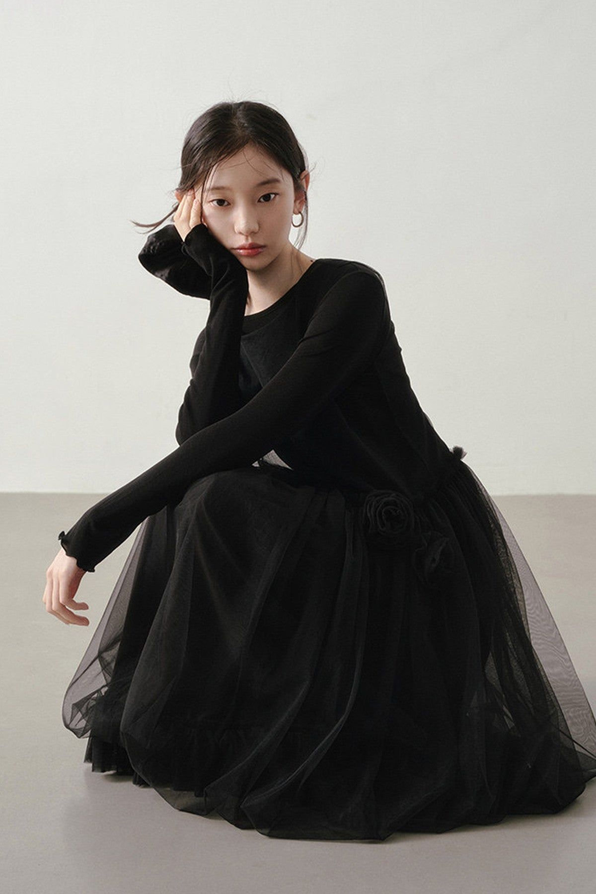 Multi-Layered Mesh Ruffle Tank Dress