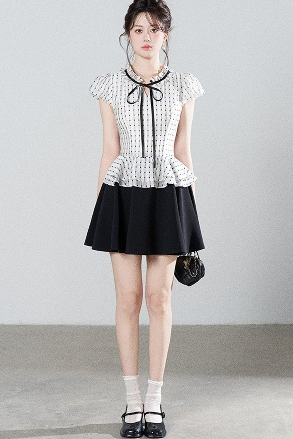 French Style Puff Sleeve A-Line Dress