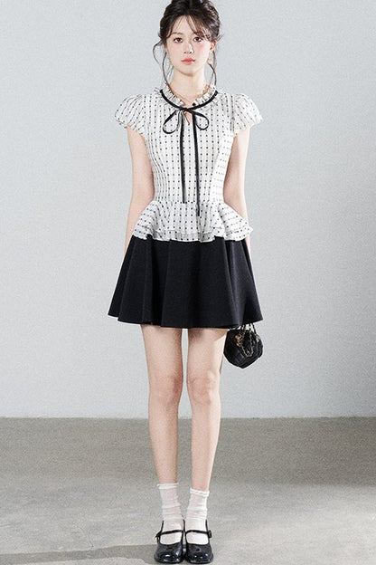 French Style Puff Sleeve A-Line Dress