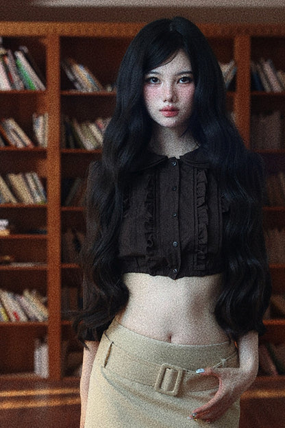 Textured Doll Collar Button-Up Top